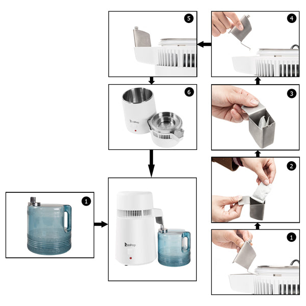 4L Countertop Water Distiller Machine – Stainless Steel Home Water Purifier for Clean Drinking Water (UK Plug)
