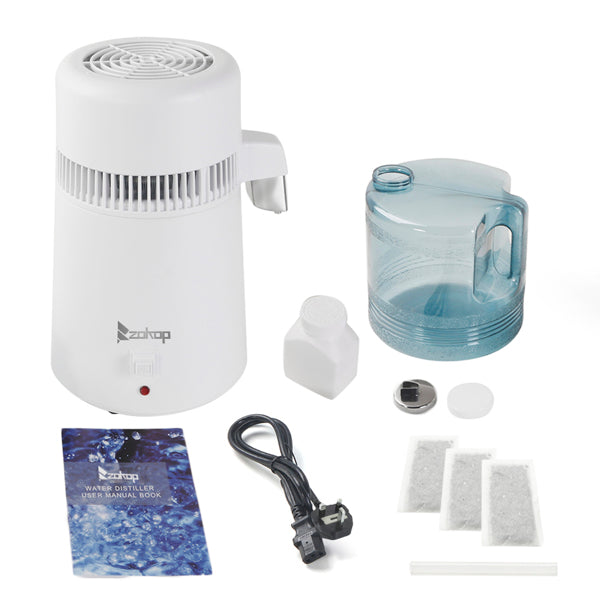 4L Countertop Water Distiller Machine – Stainless Steel Home Water Purifier for Clean Drinking Water (UK Plug)