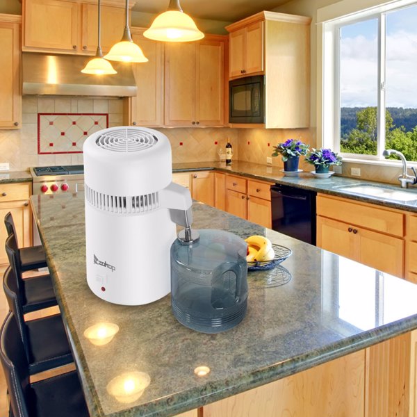 4L Countertop Water Distiller Machine – Stainless Steel Home Water Purifier for Clean Drinking Water (UK Plug)