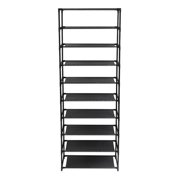 10‑Tier Shoe Rack Storage Organiser – Stackable Stainless Steel Frame Holds Up to 50 Pairs | Space‑Saving Shoe Shelf for Home & Hallway (Black)
