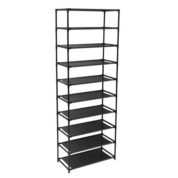 10‑Tier Shoe Rack Storage Organiser – Stackable Stainless Steel Frame Holds Up to 50 Pairs | Space‑Saving Shoe Shelf for Home & Hallway (Black)