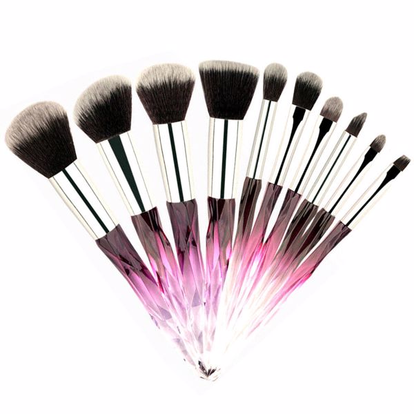 10‑Piece Crystal‑Handle Professional Powder & Foundation Brush Set – Vegan, Durable & Ideal for Flawless Finish