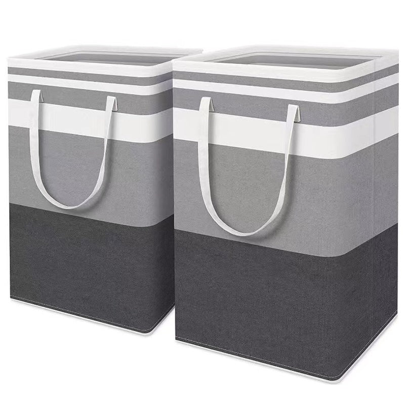 2 Pack 75L Folding Laundry Hampers - Grey Storage Baskets with Handles for Clothes - Toys & Towels