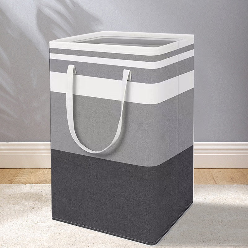 2 Pack 75L Folding Laundry Hampers - Grey Storage Baskets with Handles for Clothes - Toys & Towels