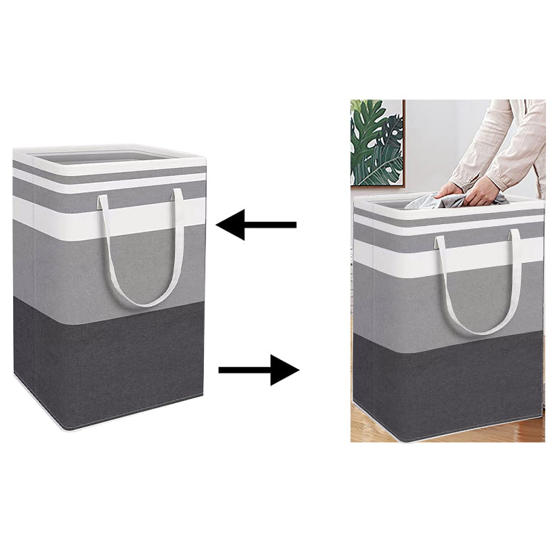 2 Pack 75L Folding Laundry Hampers - Grey Storage Baskets with Handles for Clothes - Toys & Towels