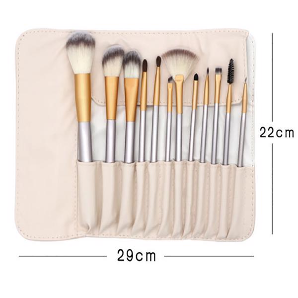 24‑Piece Professional Makeup Brush Set with Luxury Wooden Handles & Storage Roll – Champagne & Silver Options
