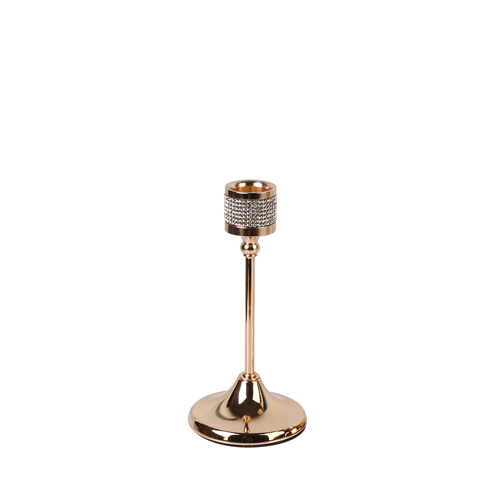 Set of 3 Gold Metal Taper Candle Holders – Elegant Decorative Candlestick Set for Fireplace - Mantel - Wedding & Dining Table