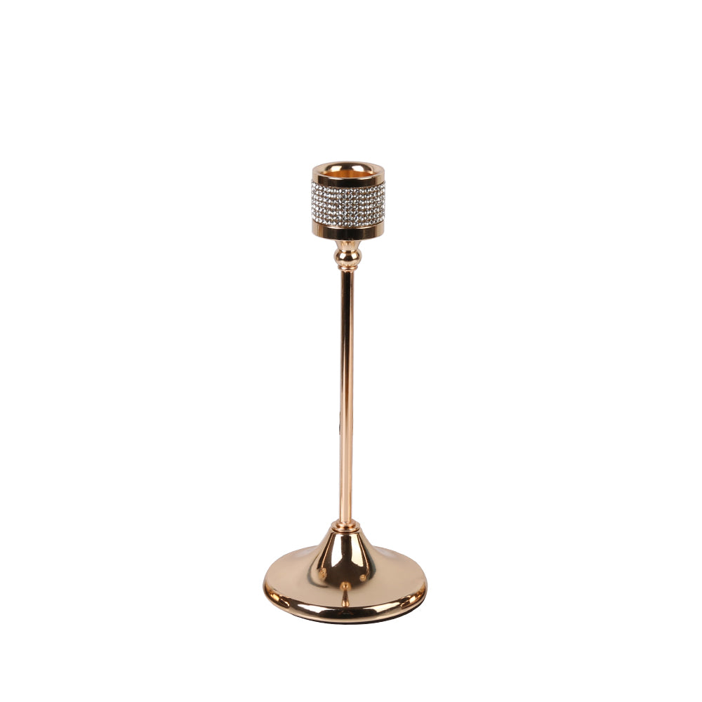 Set of 3 Gold Metal Taper Candle Holders – Elegant Decorative Candlestick Set for Fireplace - Mantel - Wedding & Dining Table
