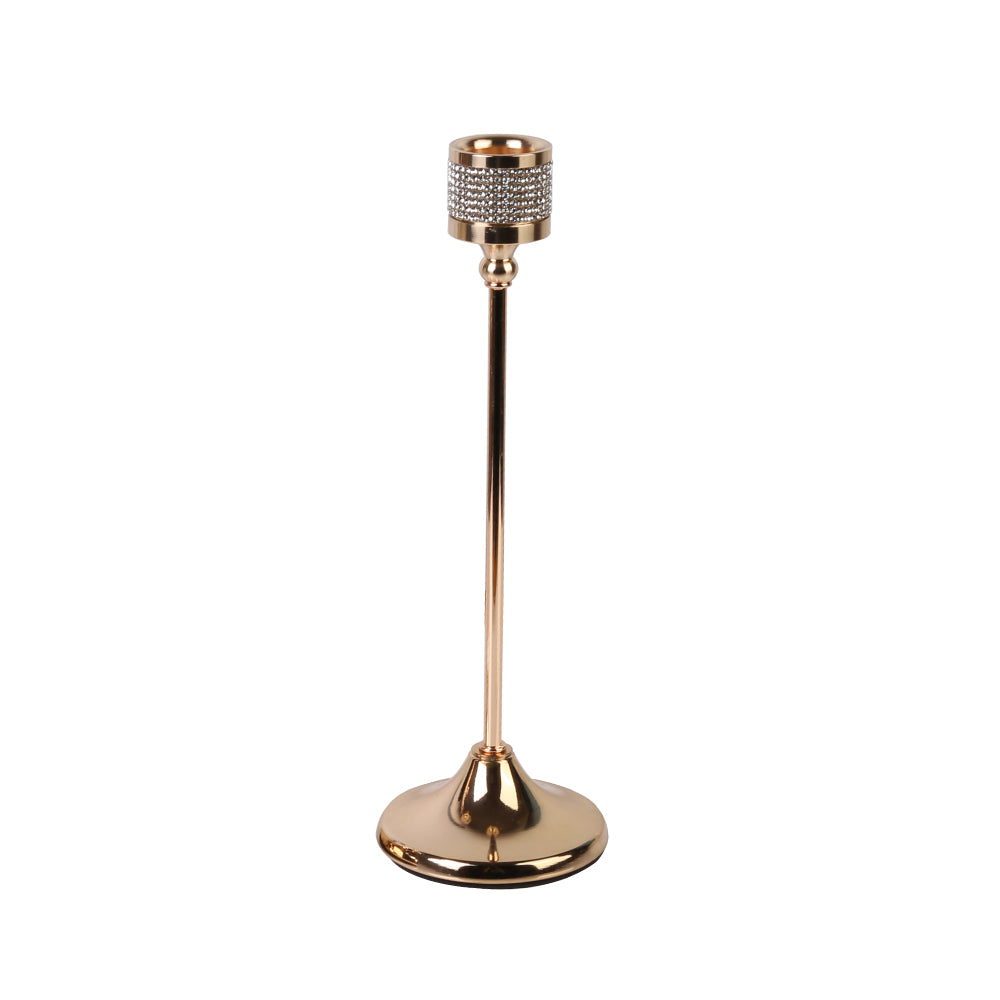 Set of 3 Gold Metal Taper Candle Holders – Elegant Decorative Candlestick Set for Fireplace - Mantel - Wedding & Dining Table