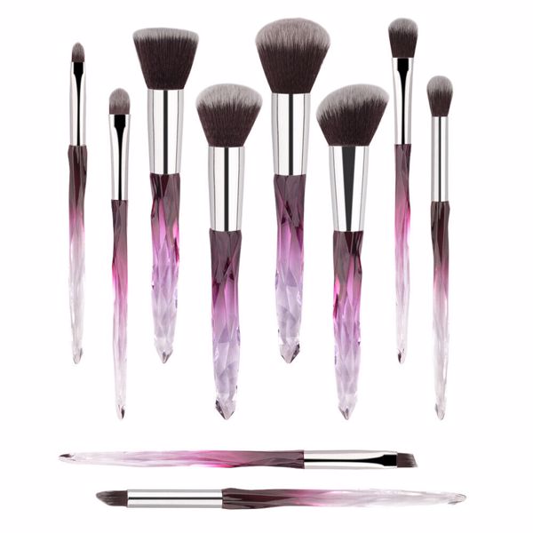 10‑Piece Crystal‑Handle Professional Powder & Foundation Brush Set – Vegan, Durable & Ideal for Flawless Finish