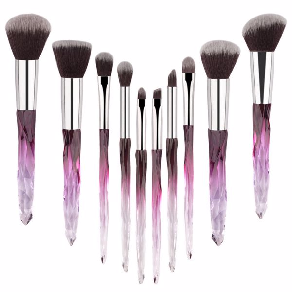 10‑Piece Crystal‑Handle Professional Powder & Foundation Brush Set – Vegan, Durable & Ideal for Flawless Finish